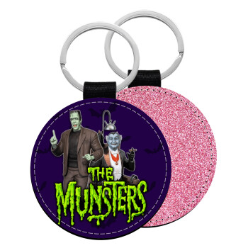 The munsters, Μπρελόκ Δερματίνη, στρογγυλό ΡΟΖ (5cm)