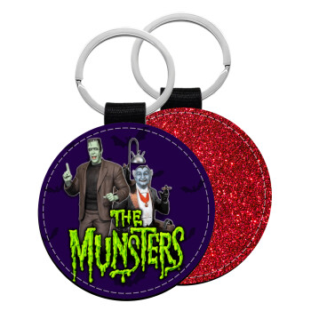 The munsters, Μπρελόκ Δερματίνη, στρογγυλό ΚΟΚΚΙΝΟ (5cm)