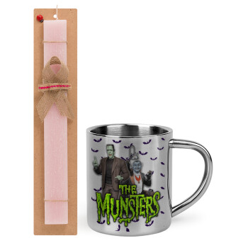 The munsters, Πασχαλινό Σετ, μεταλλική κούπα θερμό (300ml) & πασχαλινή λαμπάδα αρωματική πλακέ (30cm) (ΡΟΖ)