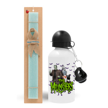 The munsters, Easter Set, metallic aluminum water bottle (500ml) & scented flat candle (30cm) (TURQUOISE)