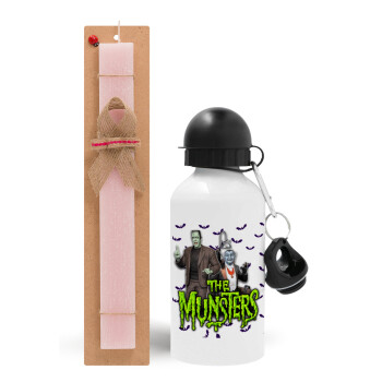 The munsters, Easter Set, metallic aluminum bottle (500ml) & aromatic flat Easter candle (30cm) (PINK)