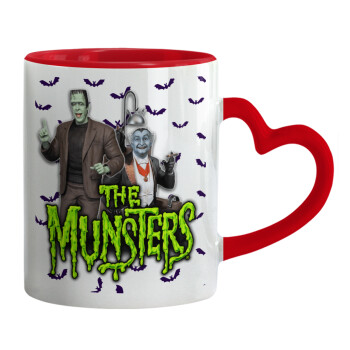 The munsters, Mug heart red handle, ceramic, 330ml