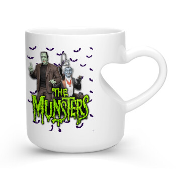 The munsters, Κούπα καρδιά λευκή, κεραμική, 330ml