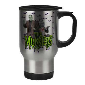 The munsters, Stainless steel travel mug with lid, double wall 450ml