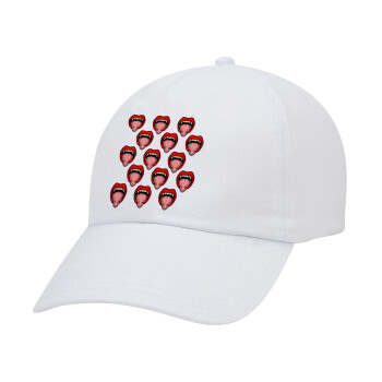 vampire lips, Καπέλο Ενηλίκων Baseball Λευκό 5-φύλλο (POLYESTER, ΕΝΗΛΙΚΩΝ, UNISEX, ONE SIZE)