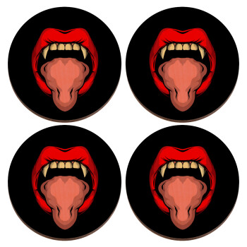 vampire lips, ΣΕΤ x4 Σουβέρ ξύλινα στρογγυλά plywood (9cm)