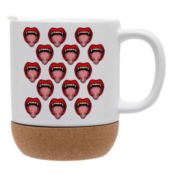 vampire lips, Ceramic coffee mug Cork (MAT), 330ml (1pcs)