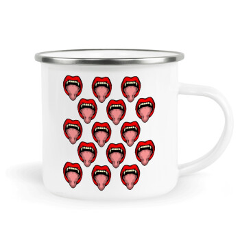 vampire lips, Metallic enamel cup white 360ml