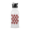 White water bottle with straw, stainless steel 600ml