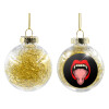 Transparent Christmas tree ball ornament with gold filling 8cm