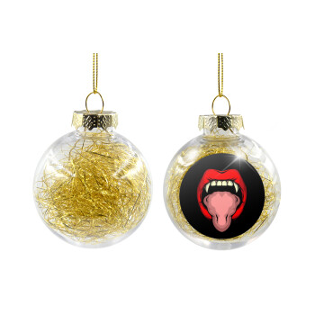 vampire lips, Transparent Christmas tree ball ornament with gold filling 8cm