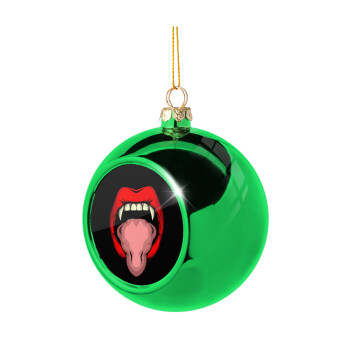 vampire lips, Green Christmas tree ornament ball 8cm