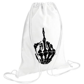 Middle finger, Backpack pouch GYMBAG white (28x40cm)