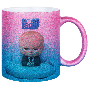 The boss baby, Κούπα Χρυσή/Μπλε Glitter, κεραμική, 330ml