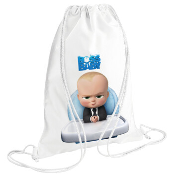 The boss baby, Τσάντα πλάτης πουγκί GYMBAG λευκή (28x40cm)