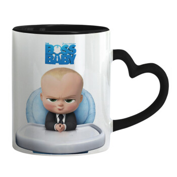 The boss baby, Κούπα καρδιά χερούλι μαύρη, κεραμική, 330ml