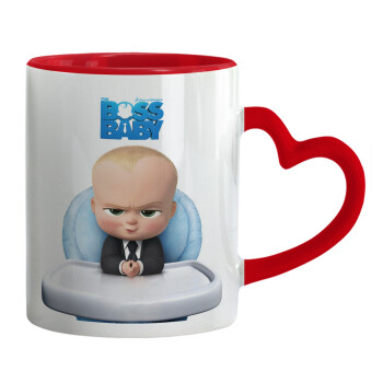 The boss baby, Κούπα καρδιά χερούλι κόκκινη, κεραμική, 330ml