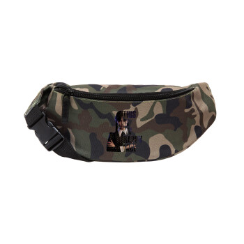 Wednesday, This is my happy face, Unisex waist bag (banana) in Jungle camouflage color with 2 pockets