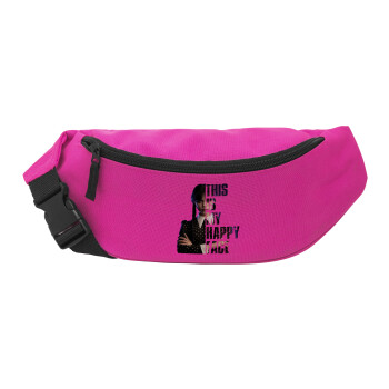 Wednesday, This is my happy face, Unisex waist bag (banana) in PINK color with 2 pockets