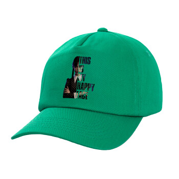 Wednesday, This is my happy face, Children's Baseball Cap, 100% Cotton Twill, Green (COTTON, CHILDREN'S, UNISEX, ONE SIZE)