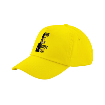 Wednesday, This is my happy face, Child's Baseball Cap, 100% Cotton Twill, Yellow (COTTON, CHILD, UNISEX, ONE SIZE)