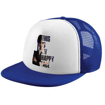 Wednesday, This is my happy face, Καπέλο Ενηλίκων Soft Trucker με Δίχτυ Blue/White (POLYESTER, ΕΝΗΛΙΚΩΝ, UNISEX, ONE SIZE)