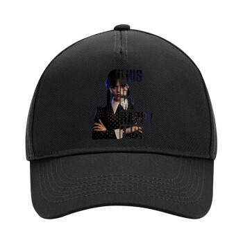 Wednesday, This is my happy face, Adult Ultimate Hat BLACK, (100% COTTON DRILL, ADULT, UNISEX, ONE SIZE)