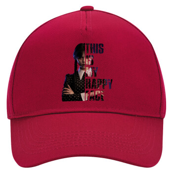 Wednesday, This is my happy face, Adult Ultimate Hat RED, (100% COTTON DRILL, ADULT, UNISEX, ONE SIZE)