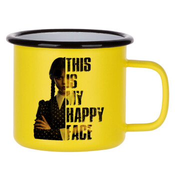 Wednesday, This is my happy face, Metallic enamel MATT Yellow cup 360ml