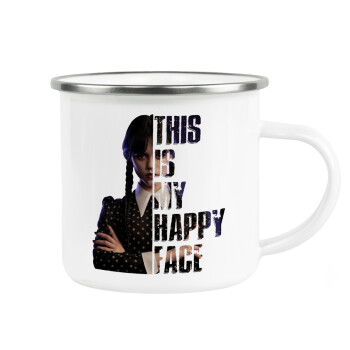 Wednesday, This is my happy face, Metallic enamel cup white 360ml