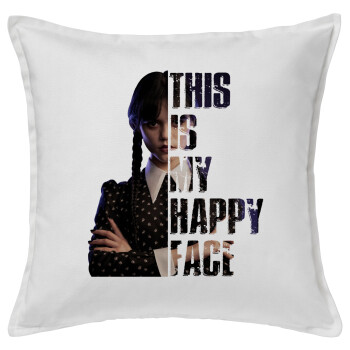 Wednesday, This is my happy face, Sofa cushion White 50x50cm includes filling