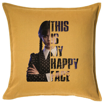 Wednesday, This is my happy face, Sofa cushion YELLOW 50x50cm includes filling