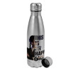 Metallic water bottle, stainless steel, 750ml