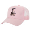 Adult Structured Trucker Hat, with Mesh, PINK (100% COTTON, ADULT, UNISEX, ONE SIZE)