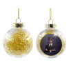 Transparent Christmas tree ball ornament with gold filling 8cm