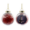 Transparent Christmas tree ball ornament with red filling 8cm