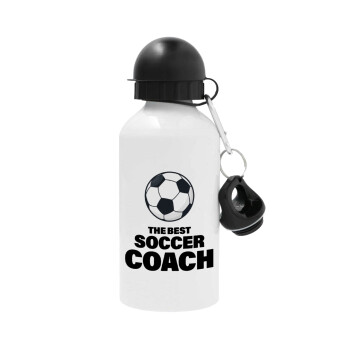 The best soccer Coach, Μεταλλικό παγούρι νερού, Λευκό, αλουμινίου 500ml