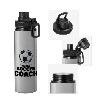 The best soccer Coach, Μεταλλικό παγούρι νερού με καπάκι ασφαλείας, αλουμινίου 850ml