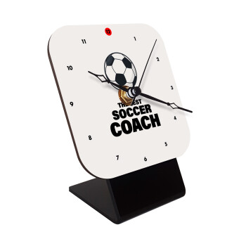 The best soccer Coach, Quartz Wooden table clock with hands (10cm)