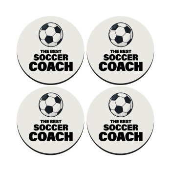 The best soccer Coach, SET of 4 round wooden coasters (9cm)
