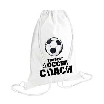 The best soccer Coach, Backpack pouch GYMBAG white (28x40cm)