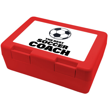 The best soccer Coach, Children's cookie container RED 185x128x65mm (BPA free plastic)