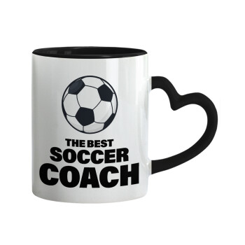 The best soccer Coach, Κούπα καρδιά χερούλι μαύρη, κεραμική, 330ml