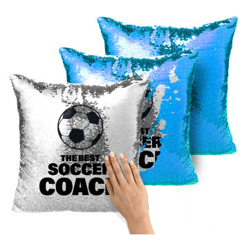 The best soccer Coach, Μαξιλάρι καναπέ Μαγικό Μπλε με πούλιες 40x40cm περιέχεται το γέμισμα