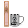 Easter Set, metallic thermal cup (300ml) & aromatic flat Easter candle (30cm) (PINK)