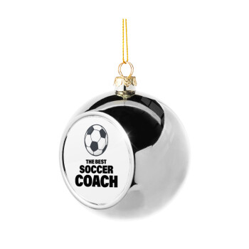 The best soccer Coach, Χριστουγεννιάτικη μπάλα δένδρου Ασημένια 8cm