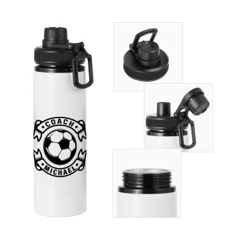 Soccer coach, Metal water bottle with safety cap, aluminum 850ml