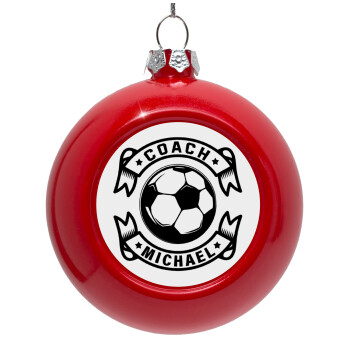 Soccer coach, Red Christmas tree ornament bauble 8cm