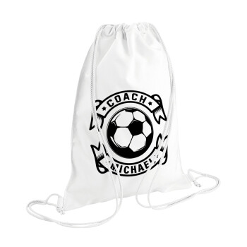 Soccer coach, Backpack pouch GYMBAG white (28x40cm)