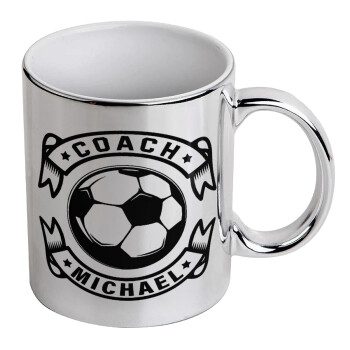 Soccer coach, Mug ceramic, silver mirror, 330ml